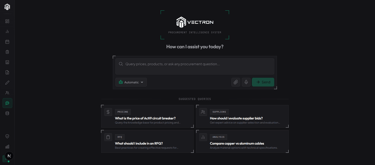 Vectron AI assistant in the web platform